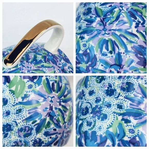 🔺️Lily Pulitzer Blue & Purple "High Maintenance" Ceramic 12oz Teacup - Picture 9 of 13